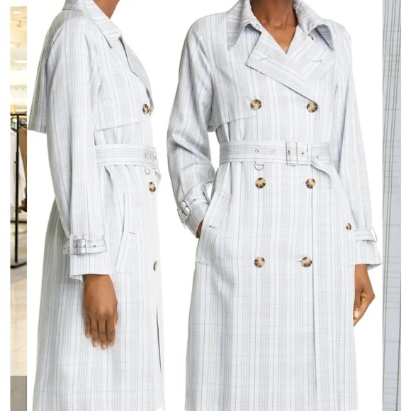 Club monaco pinstripe light blue trench - Picture 3 of 4